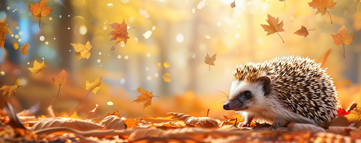 Igel im Laub
